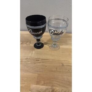 Bride and Groom Rhinestone Goblet Set